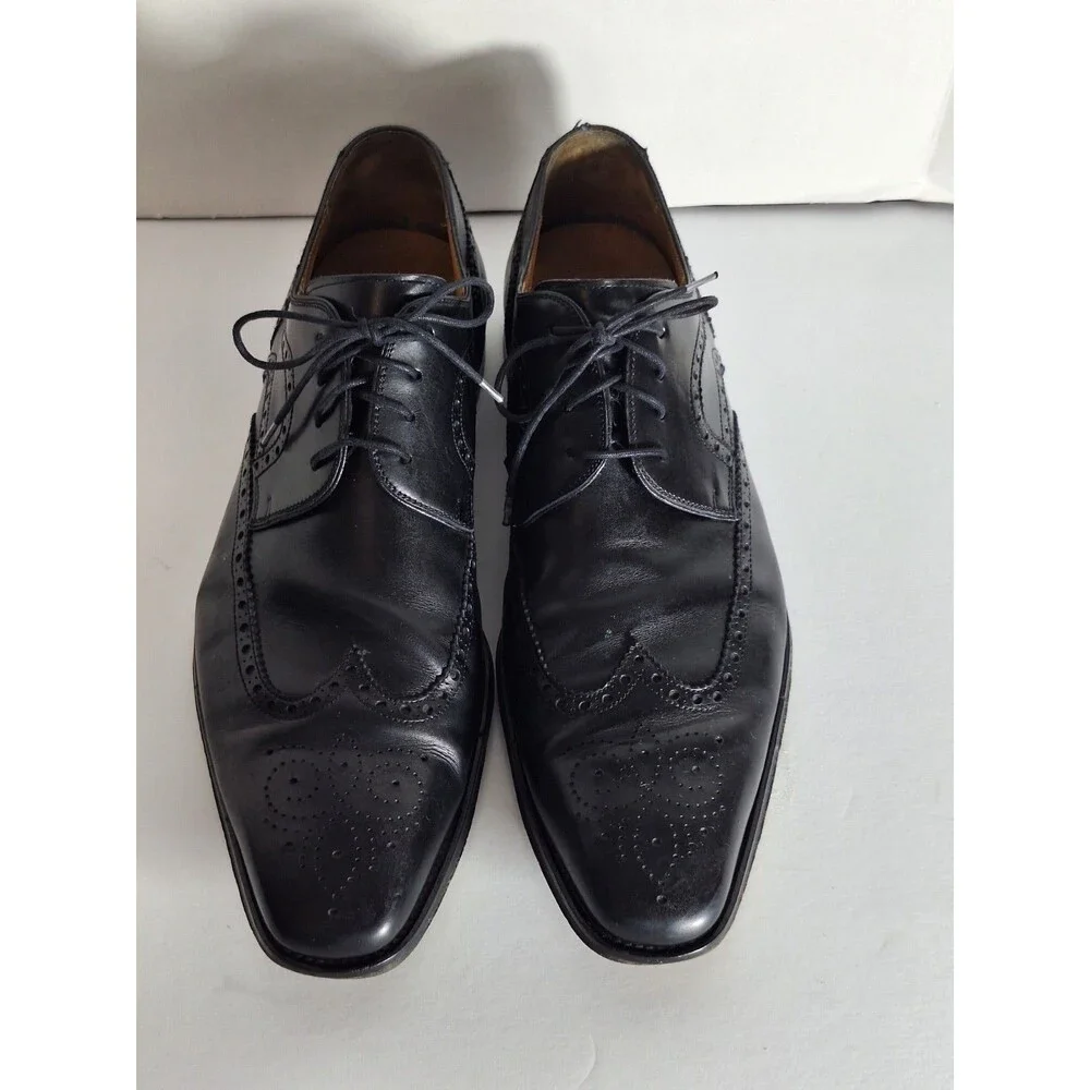 Magnanni Sergio Men's Leather Wingtip Oxford Dress Shoes 13974 Sz 11.5M Black